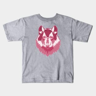 Geometric Pink Wolf Kids T-Shirt